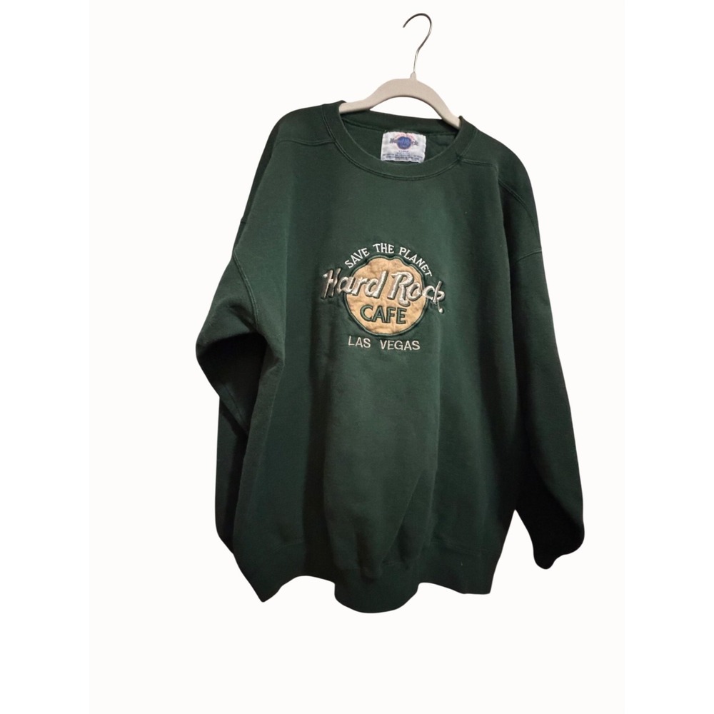 Hard Rock Cafe Las Vegas Sweatshirt Save The Planet Green XL USA vintage